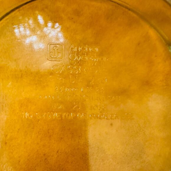 Anchor Hocking Ovenware Round Glass Casserole Dish w Handles 2 Quart #1038 USA - Picture 4 of 4